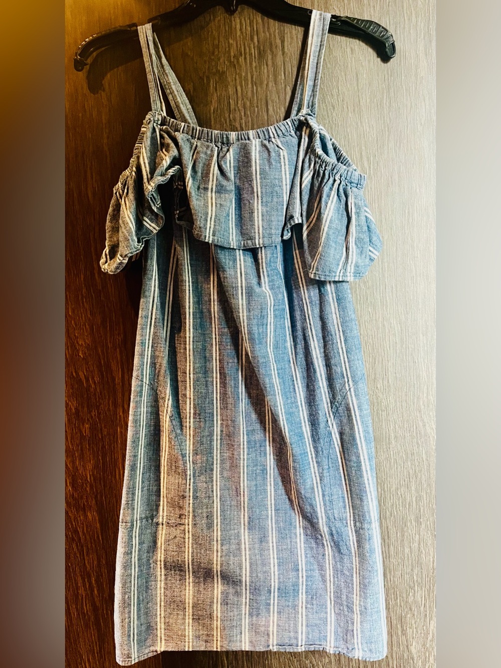 J. Crew Blue and White Striped Cold-Shoulder Women’s Size S Jean Sundress
